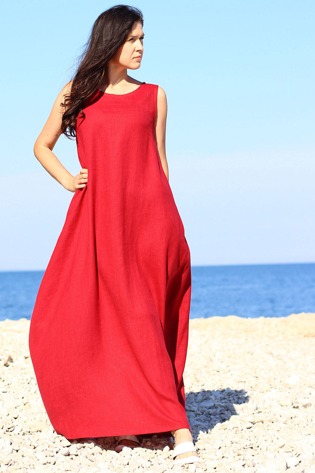 Czech linen balloon maxi dress | Lotika Czech linen balloon maxi dress | Lotika