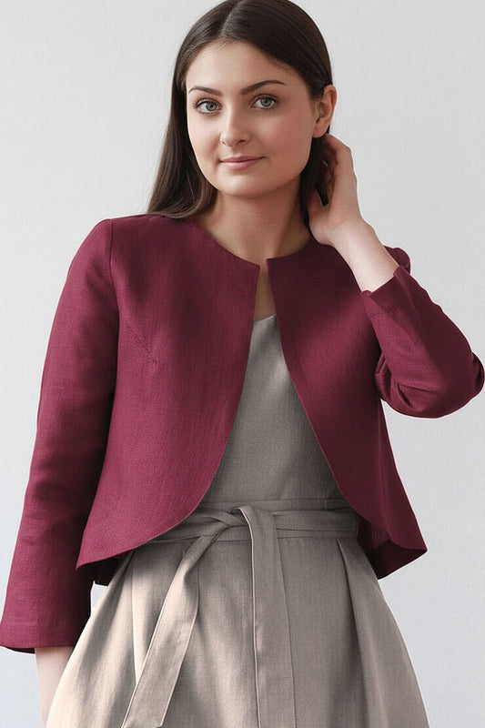 Linen bolero over dress