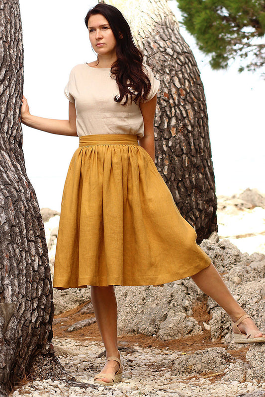Czech linen A-line skirt Lotika, Premium sustainable fashion Lotika 