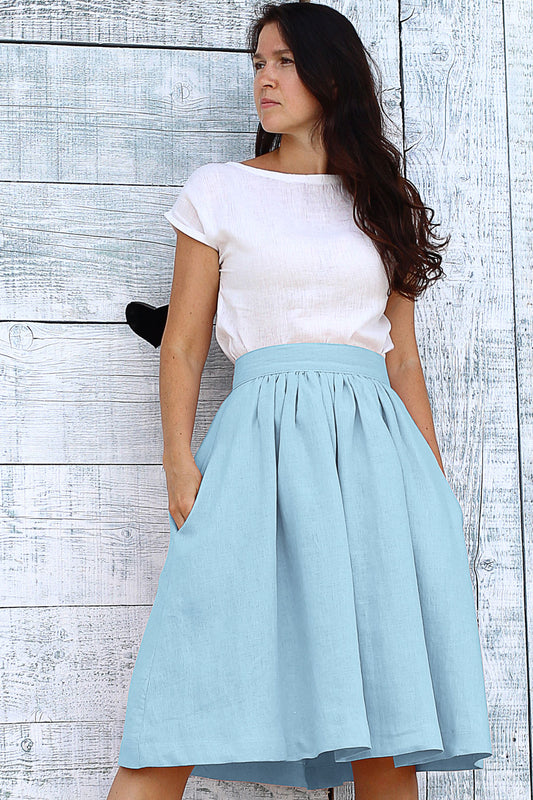 Czech linen midi skirt, Premium sustainable fashion Lotika 