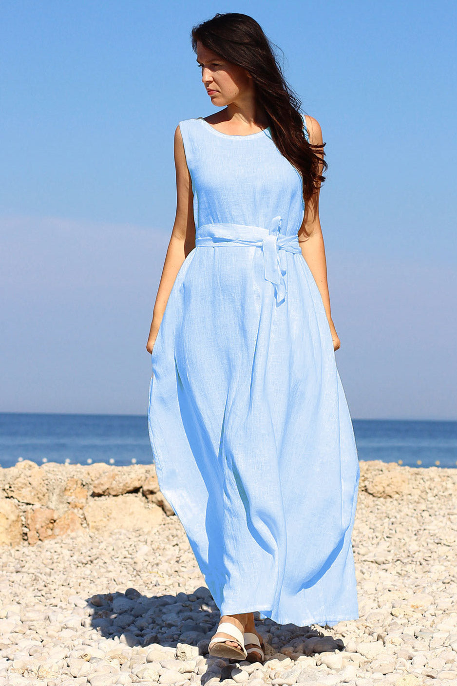 Czech linen balloon maxi dress | Lotika Czech linen balloon maxi dress | Lotika