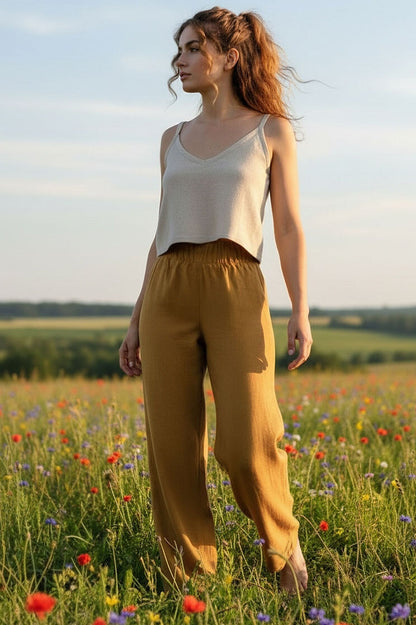 Comfortable bohemia linen pants 2in1