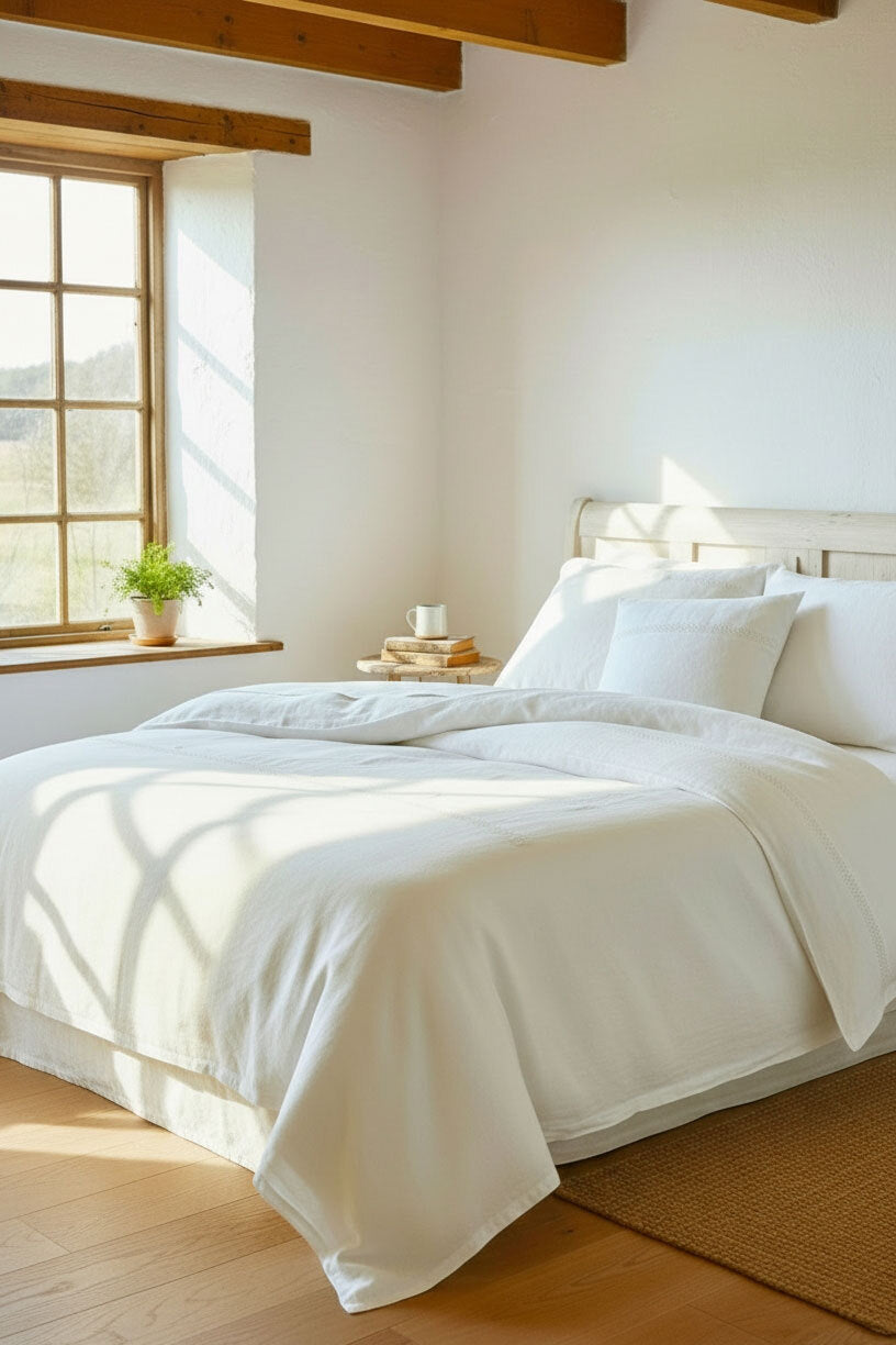 Czech Linen Lace Duvet Cover and Pillowcase