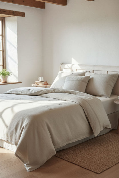 Czech Linen Lace Duvet Cover and Pillowcase