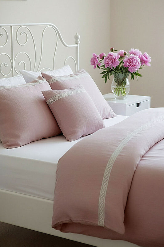 Czech Linen Lace Duvet Cover and Pillowcase