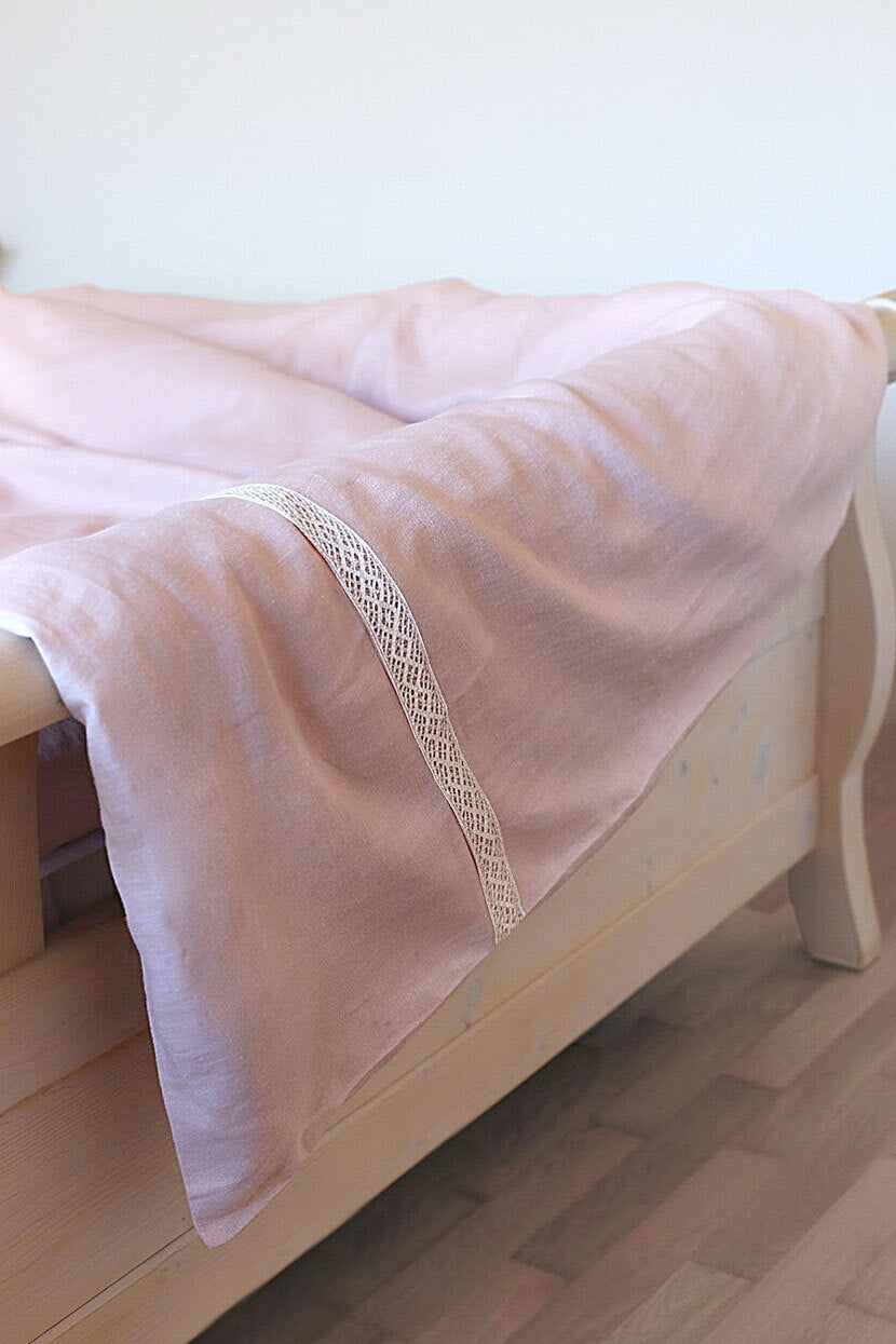 Czech Linen Lace Duvet Cover and Pillowcase