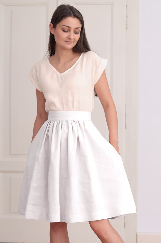 , white linen skirts 