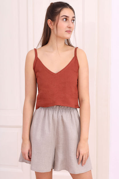 Short linen tank top