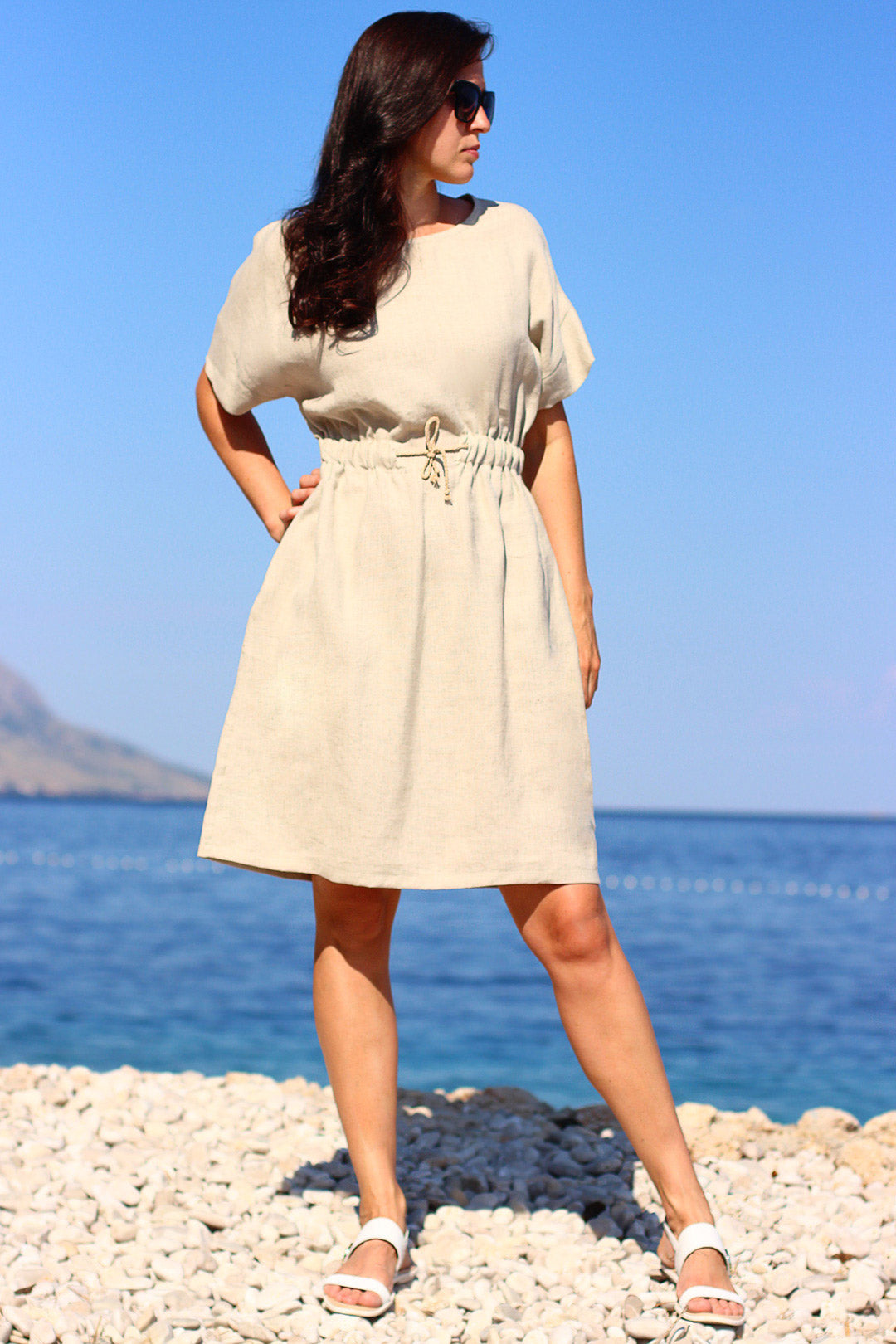 Summer linen dress retro 80th Lotika - Main Image