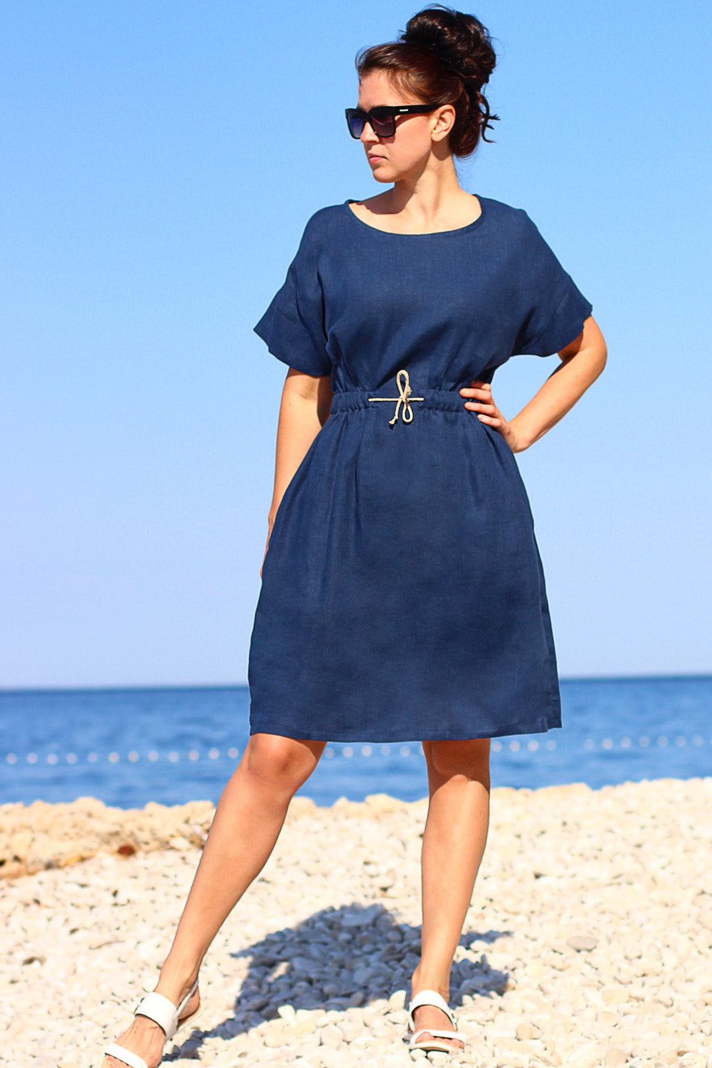 Summer linen dress retro 80th | Lotika Summer linen dress retro 80th | Lotika