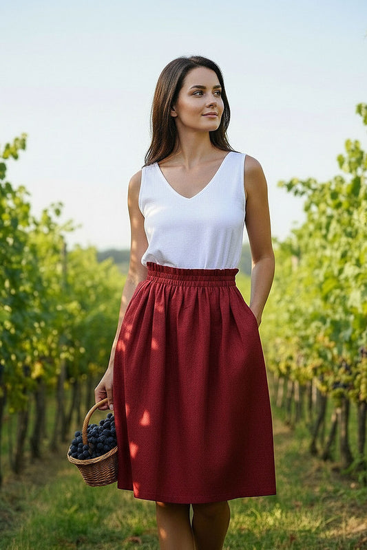 Linen skirt with pleated waist