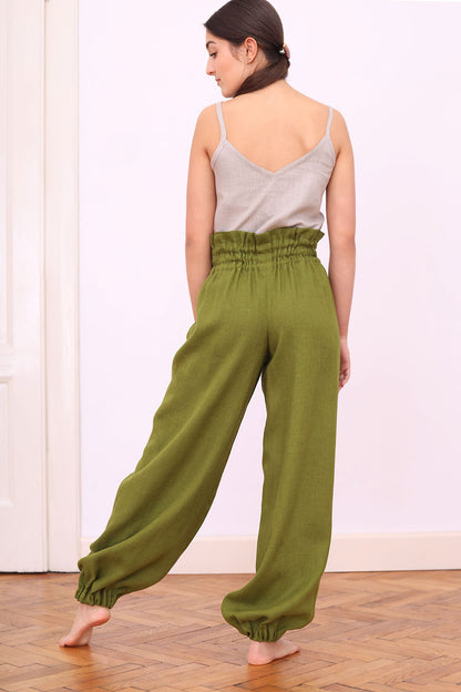 Slimming linen harem pants