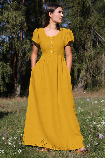 Linen romantic maxi dress