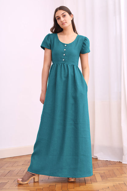 Linen romantic maxi dress