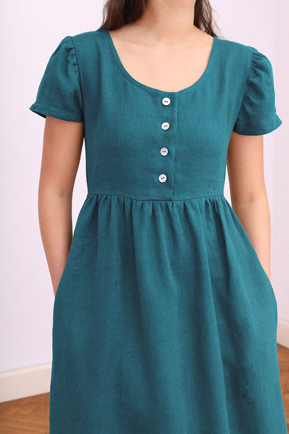 Linen romantic maxi dress