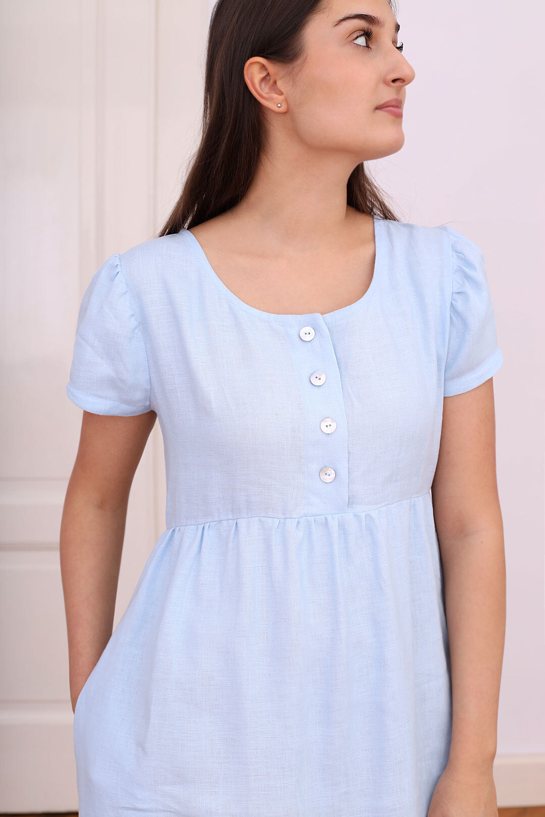 Linen romantic maxi dress