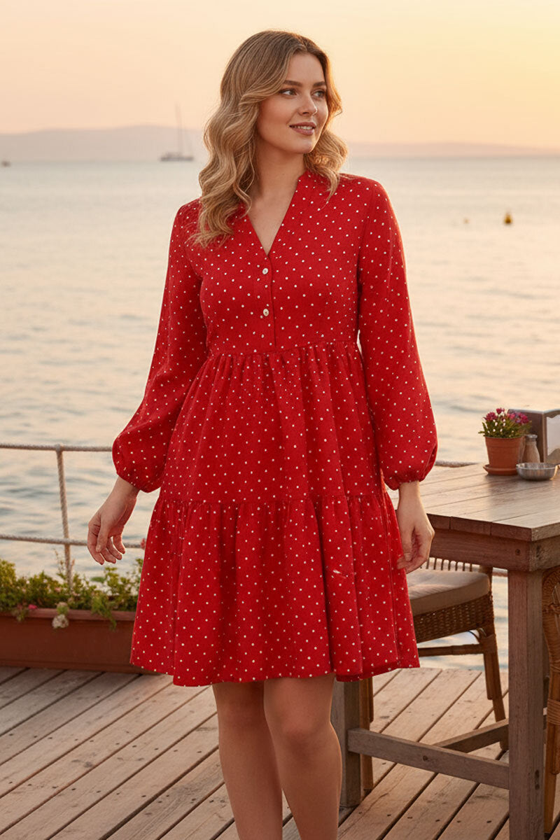 Linen dress with polka dots