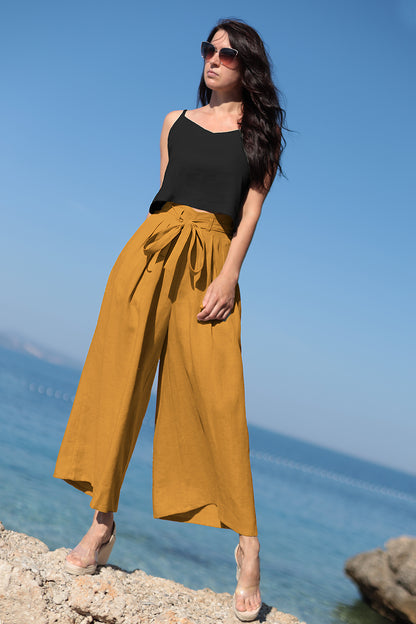 Linen wide trousers