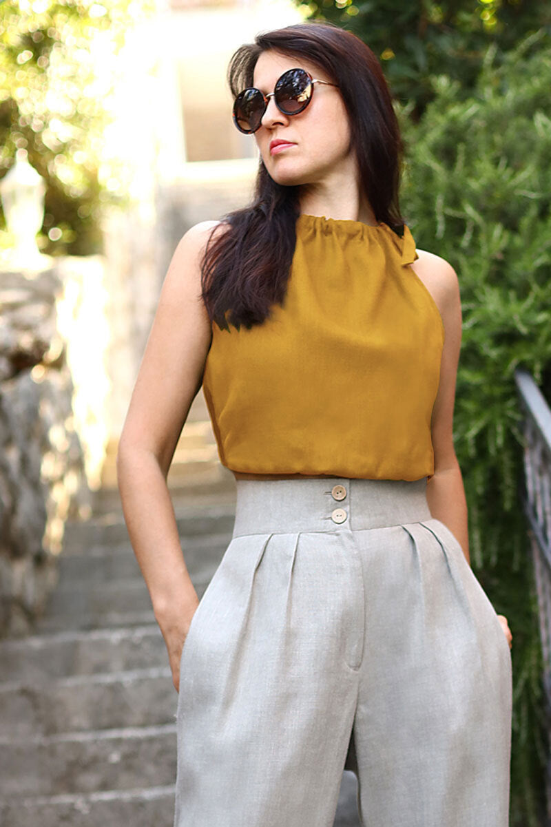 Linen tie-dye top