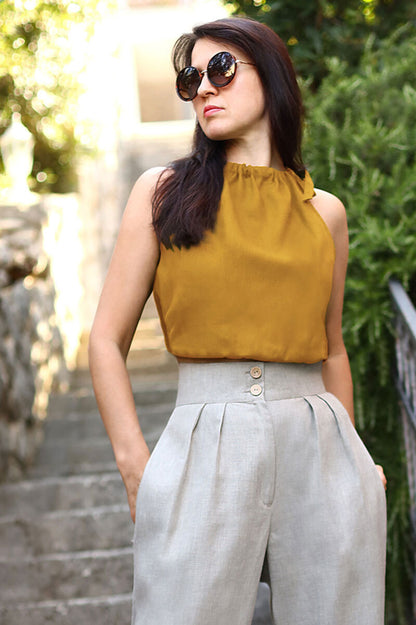 Linen tie-dye top