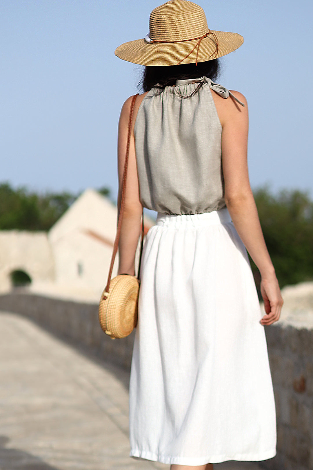 Linen tie-dye top