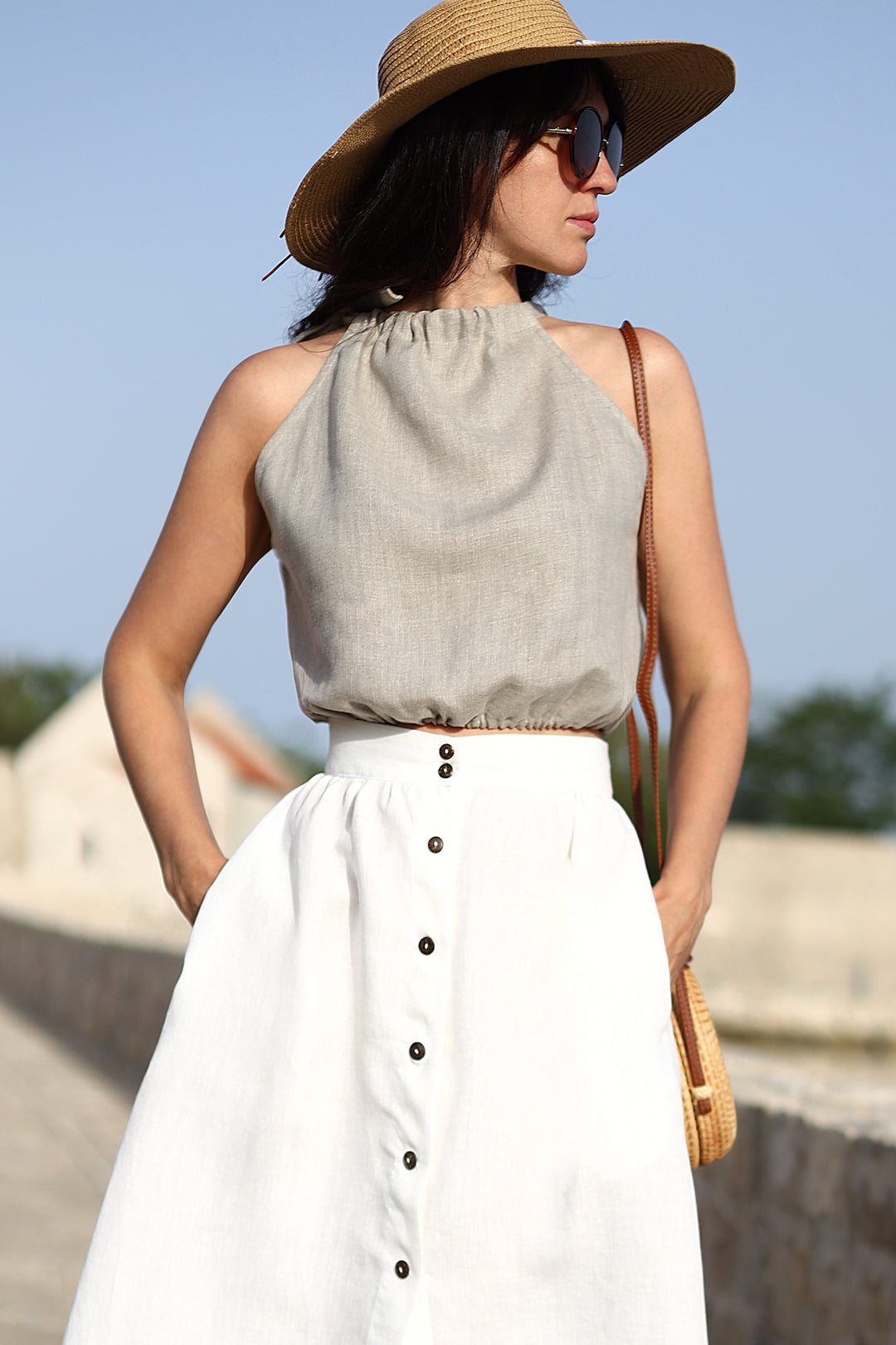 Linen tie-dye top