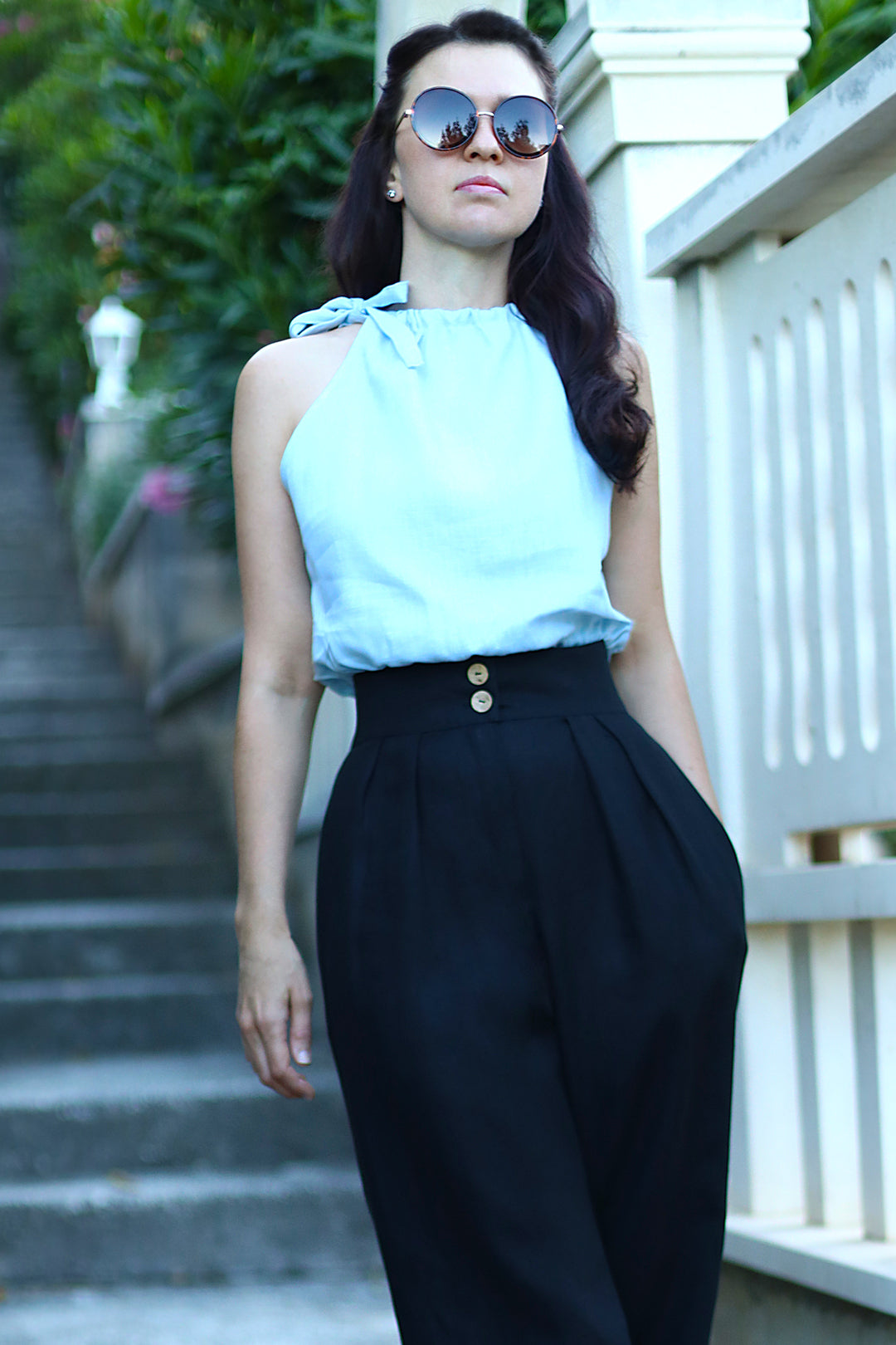 Linen tie-dye top