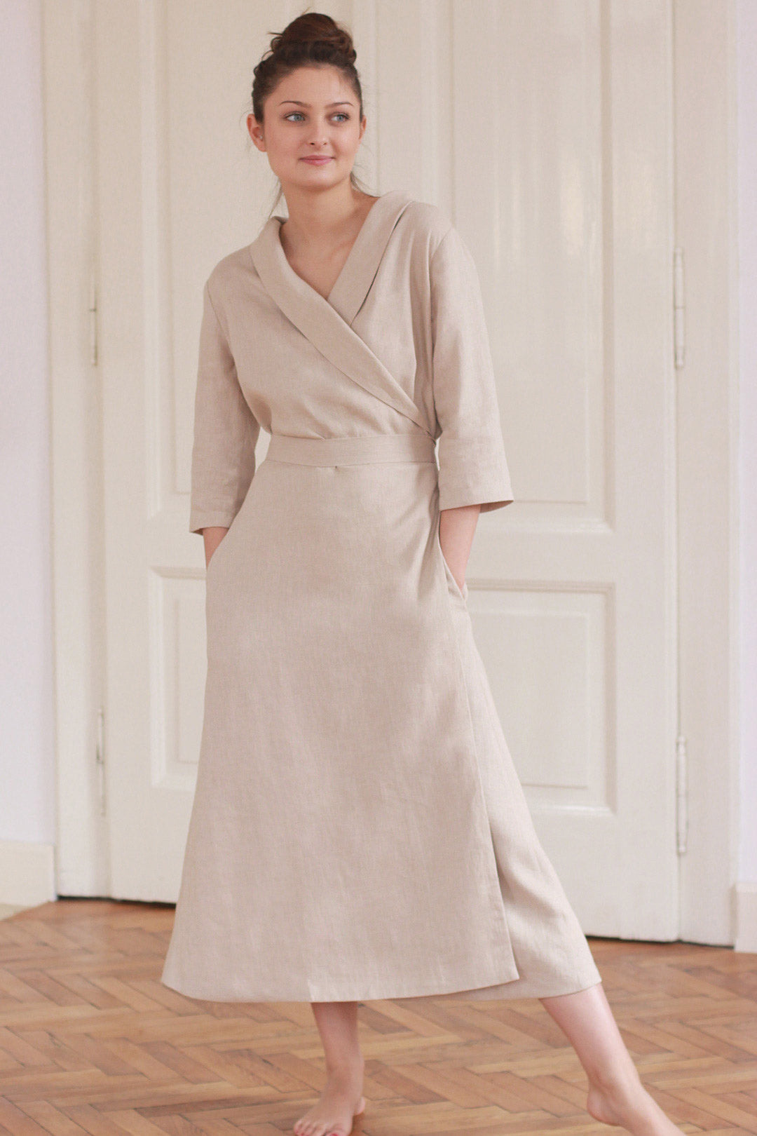 beige wrap maxi dress Baltic Born Womens Meghan Velvet Wrap Maxi Dress | Champagne
