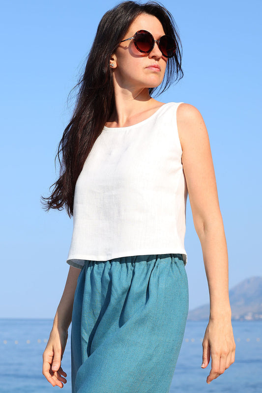 Linen top Lotika basic - Czech sustainable fashion