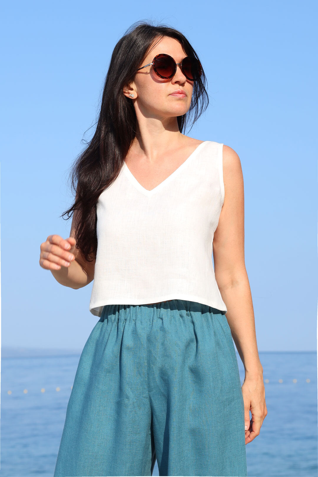 Linen top Lotika basic - Czech sustainable fashion