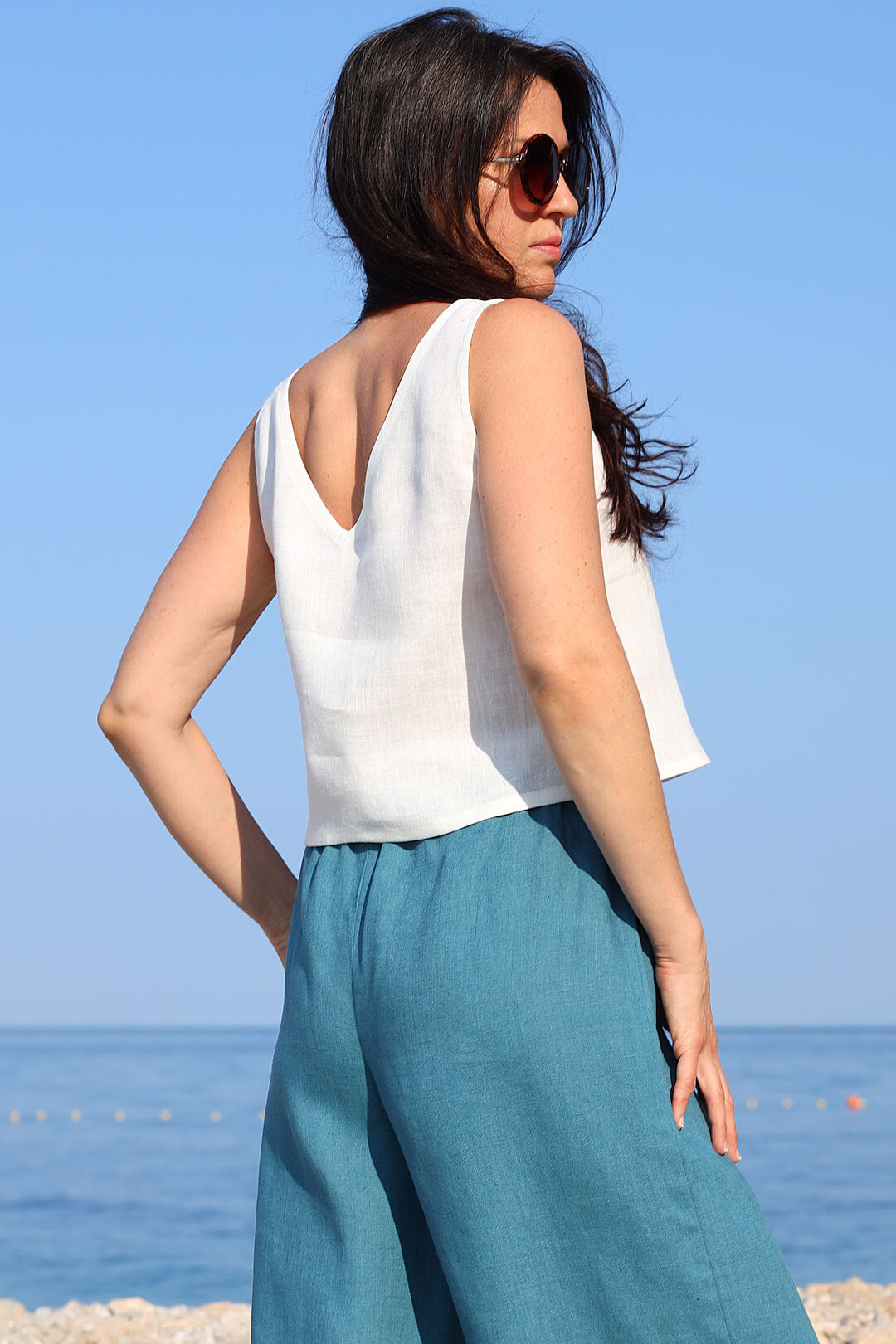Linen top Lotika basic - Czech sustainable fashion