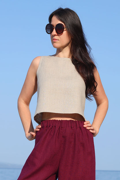 Linen top Lotika basic - Czech sustainable fashion