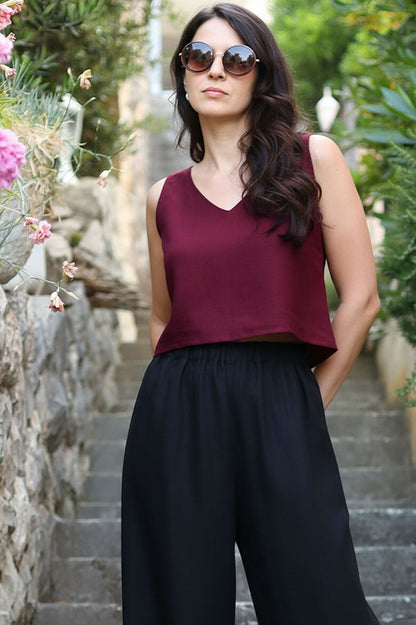 Linen top Lotika basic - Czech sustainable fashion