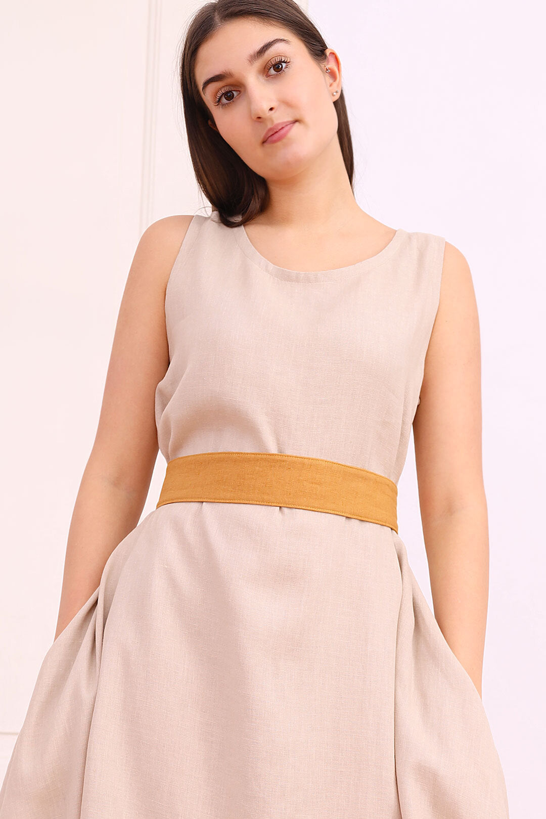 Linen belt Lotika medium width