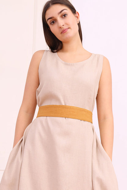 Linen belt Lotika medium width