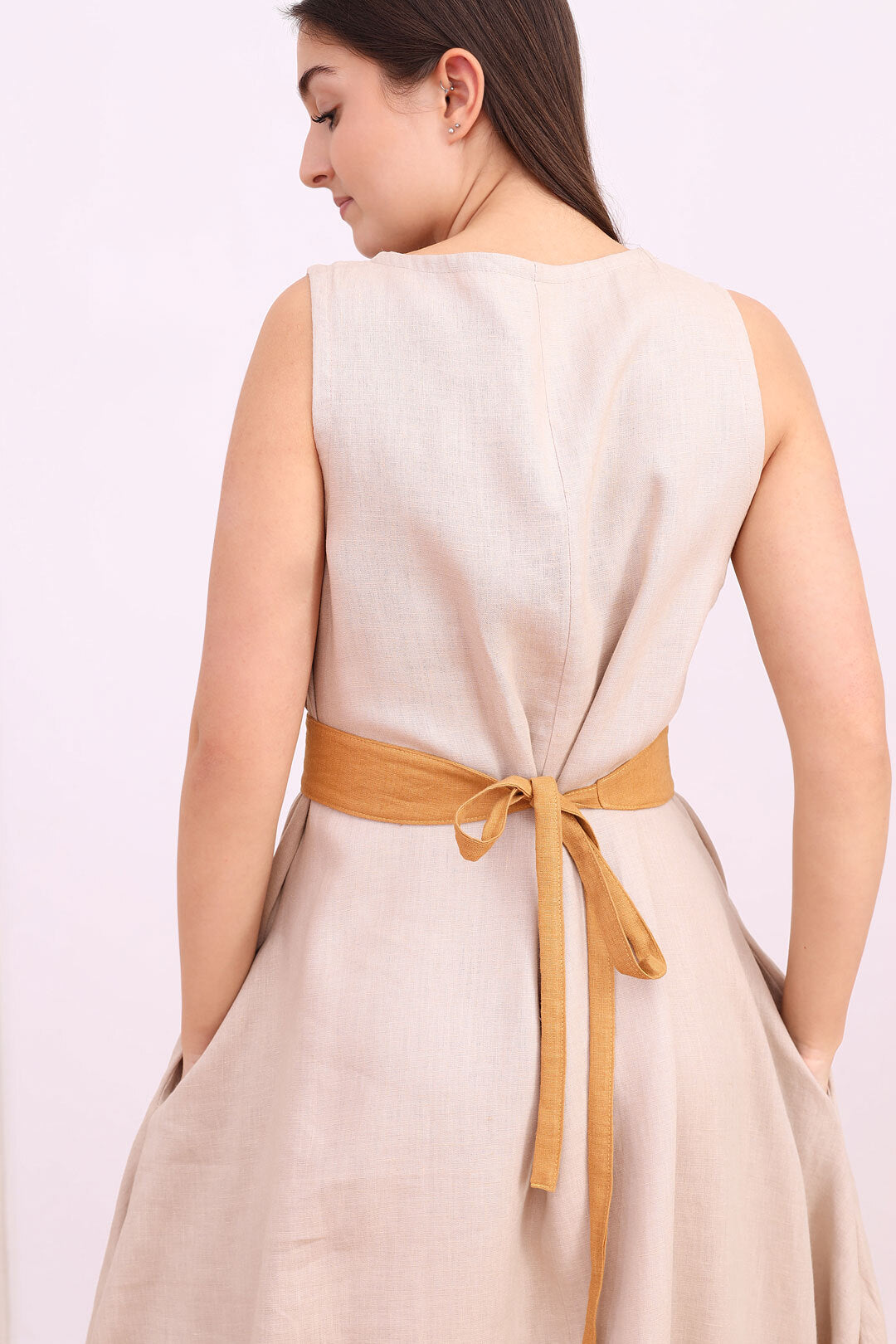 Linen belt Lotika medium width