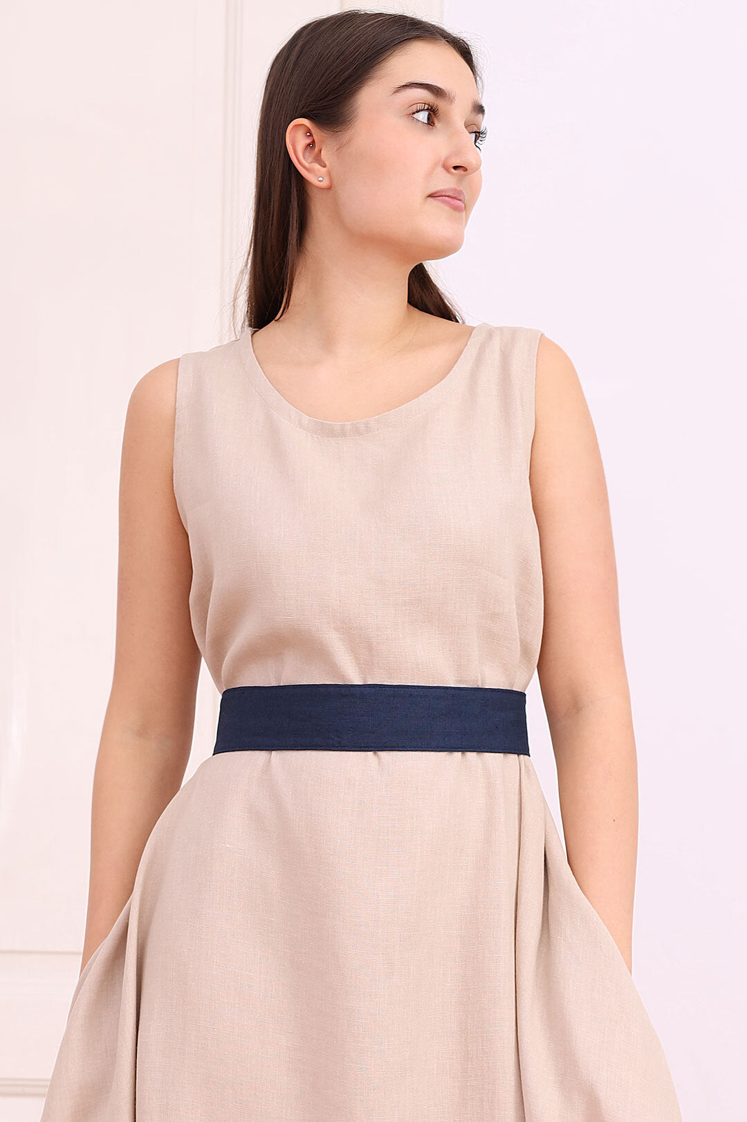 Linen belt Lotika medium width