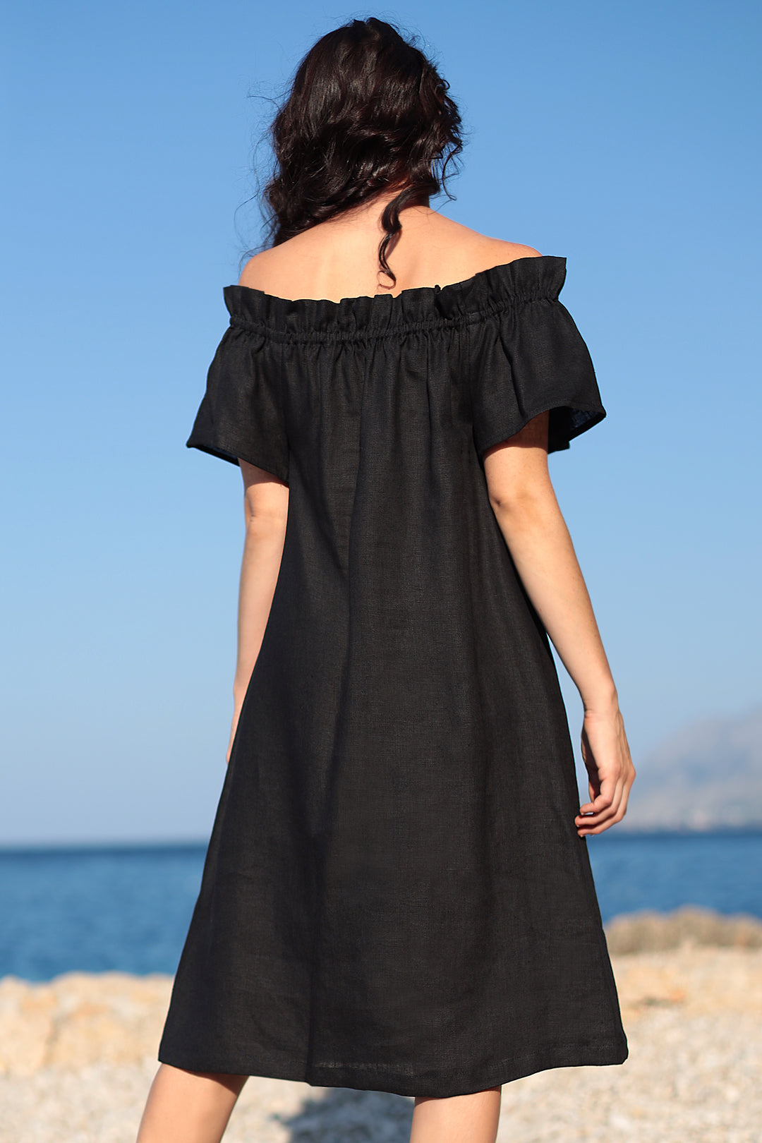 Bohemian linen carmen dress