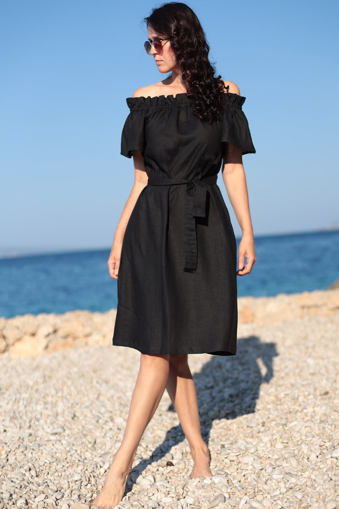Bohemian linen carmen dress