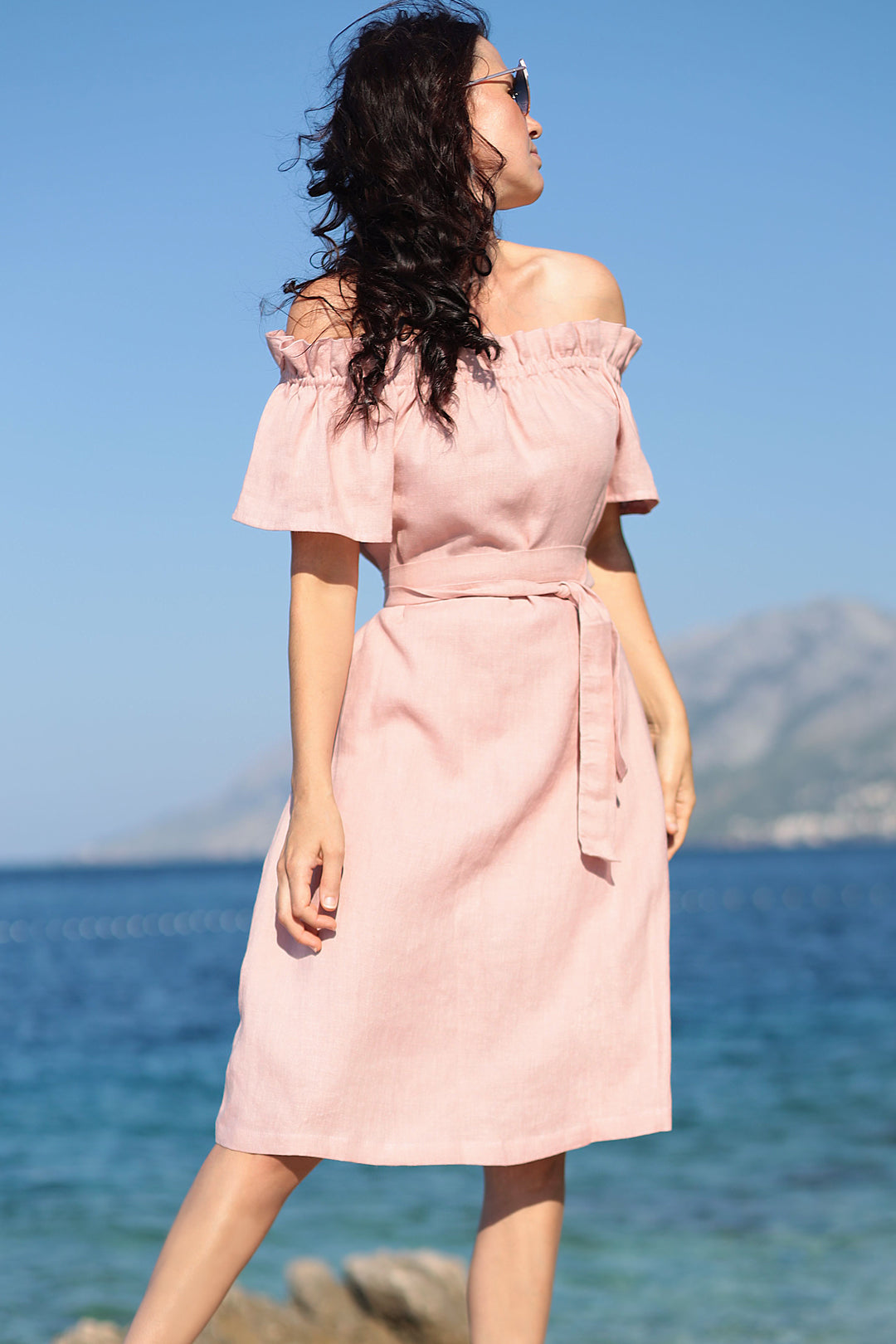 Bohemian linen carmen dress