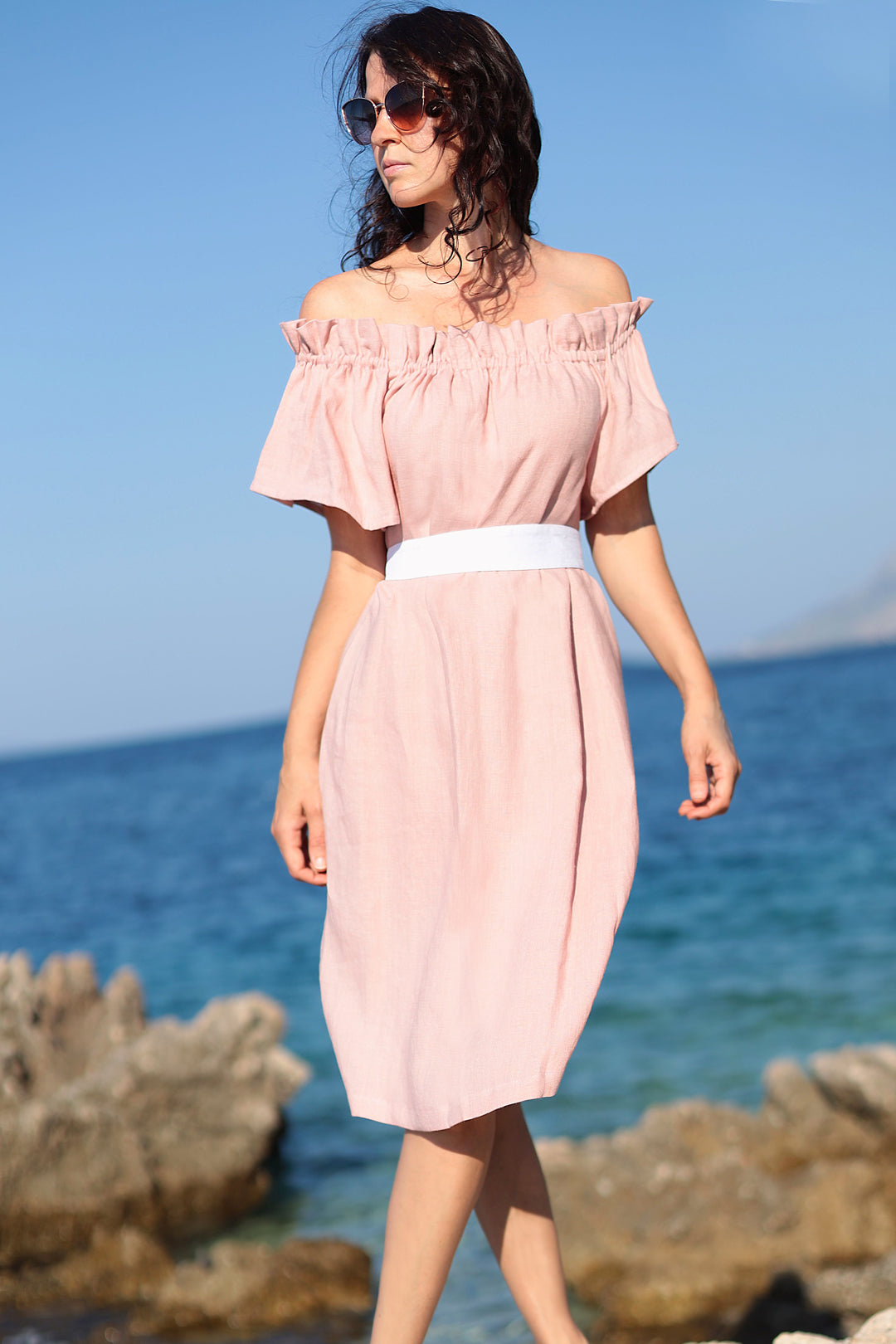 Bohemian linen carmen dress