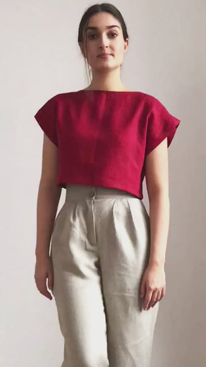 Short linen t-shirt slimming