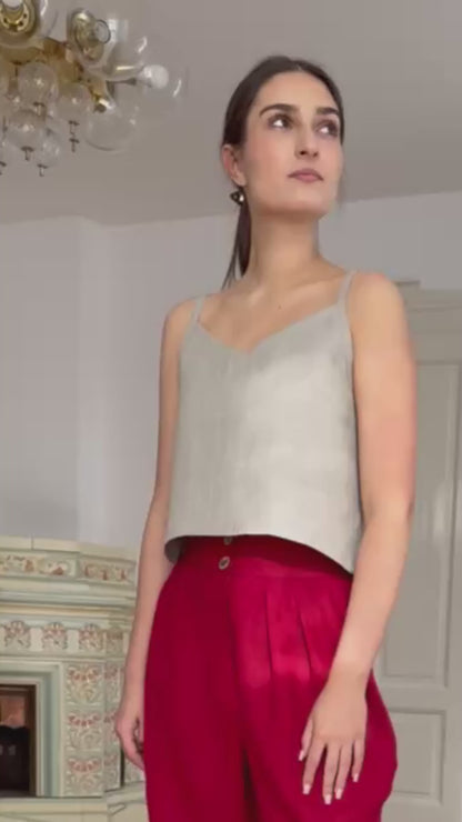 Short linen tank top