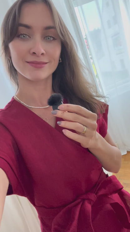 Linen wrap blouse with belt