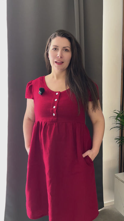 Lotika button-up linen dress, Czech made