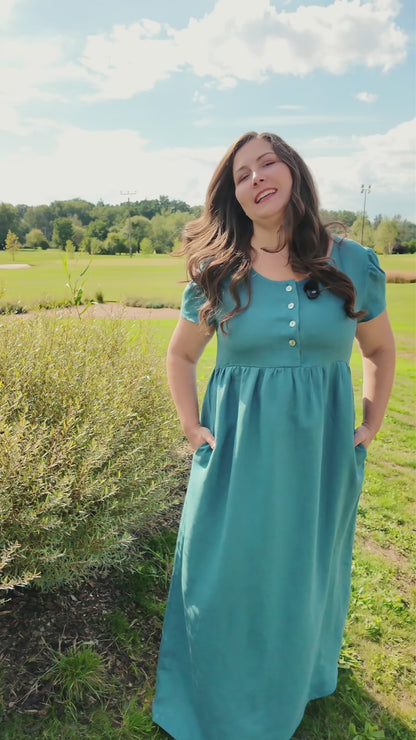 Linen romantic maxi dress