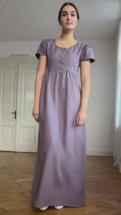 Linen romantic maxi dress