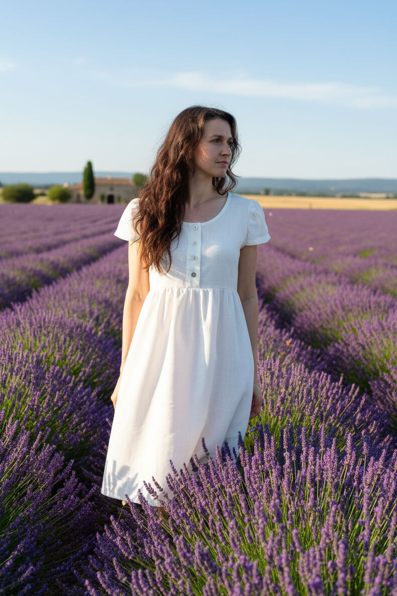 Lotika button-up linen dress, Czech made