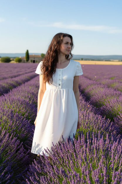 Lotika button-up linen dress, Czech made
