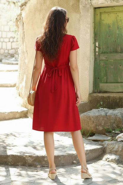 Lotika button-up linen dress, Czech made